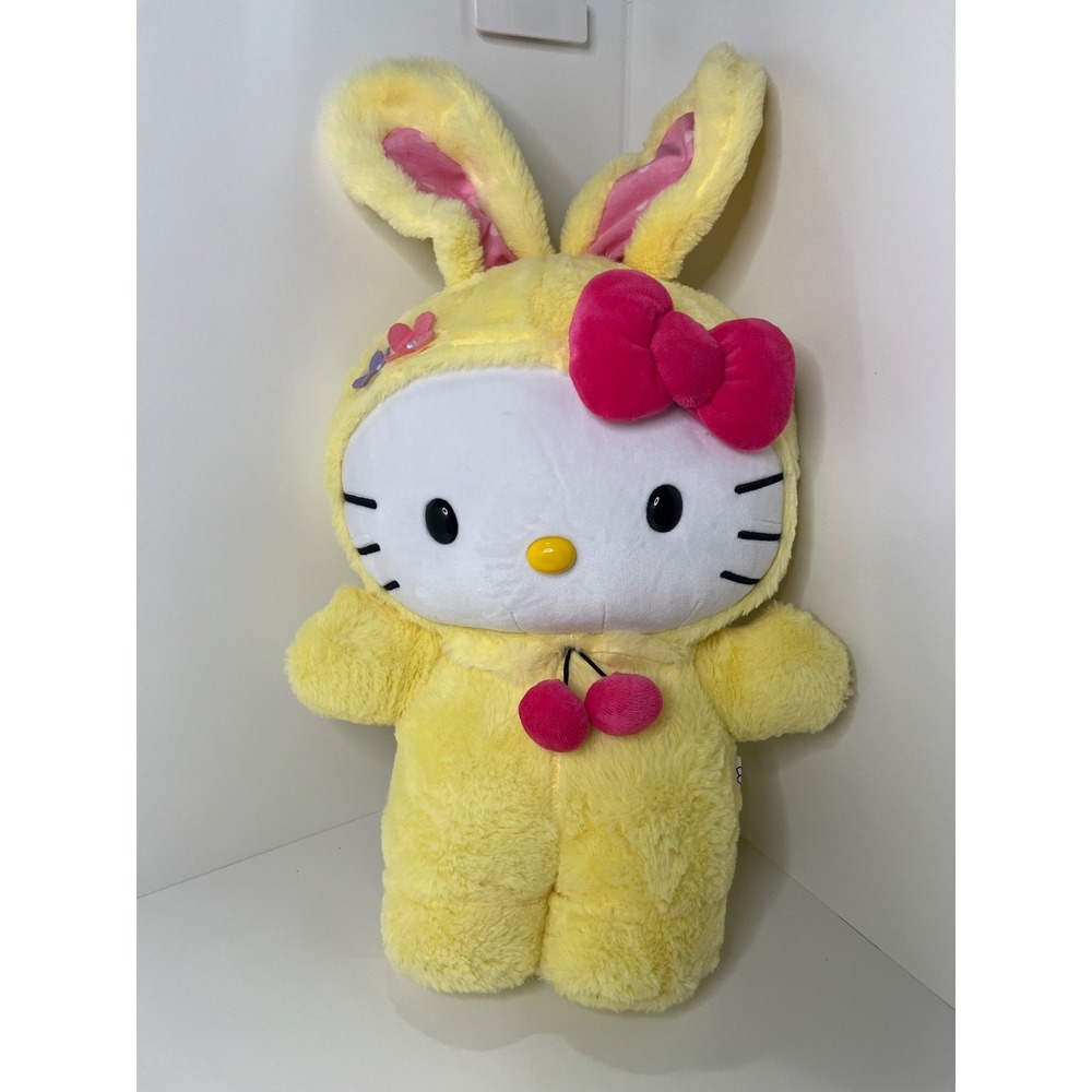 Sanrio Hello Kitty Bunny Rabbit Plush Stuffed Animal Yellow Pink White Bow